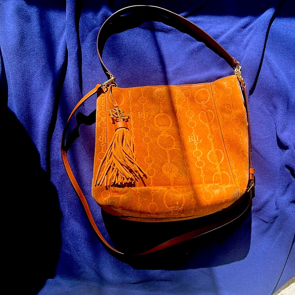 Ralph Lauren Adley suede leather medium shoulder bag